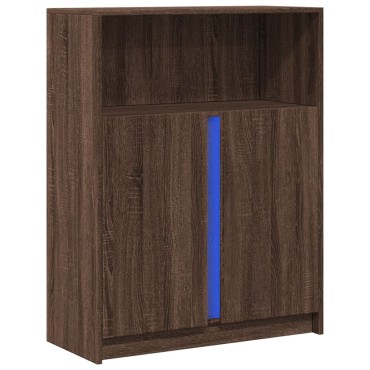 vidaXL Ντουλάπι με Φώτα LED Καφέ Δρυς 77x34x100cm Επεξεργασμένο Ξύλο 1 τεμ.