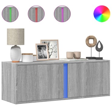vidaXL Έπιπλο Τοίχου Τηλεόρασης με LED Γκρι Sonoma 100x31x35cm