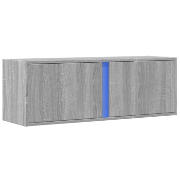 vidaXL Έπιπλο Τοίχου Τηλεόρασης με LED Γκρι Sonoma 100x31x35cm