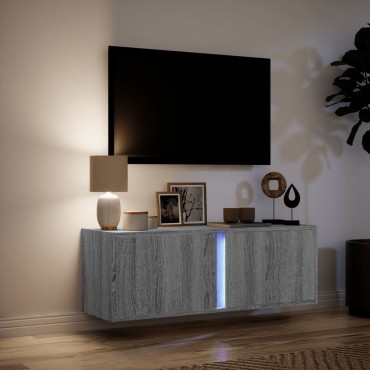 vidaXL Έπιπλο Τοίχου Τηλεόρασης με LED Γκρι Sonoma 100x31x35cm