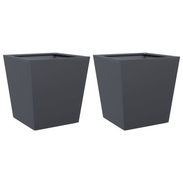 vidaXL Ζαρντινιέρες Κήπου 2 τεμ. Ανθρακί 40x40x40 εκ. από Ατσάλι