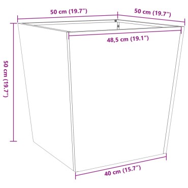 vidaXL Ζαρντινιέρα Κήπου 50x50x50 εκ. από Ανοξείδωτο Ατσάλι