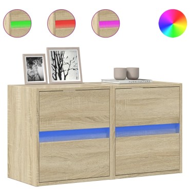 vidaXL Έπιπλα Τοίχου Τηλ. με LED 2 τεμ. Sonoma Δρυς 41x31x45cm