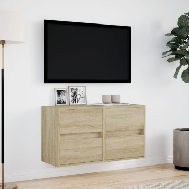 vidaXL Έπιπλα Τοίχου Τηλ. με LED 2 τεμ. Sonoma Δρυς 41x31x45cm
