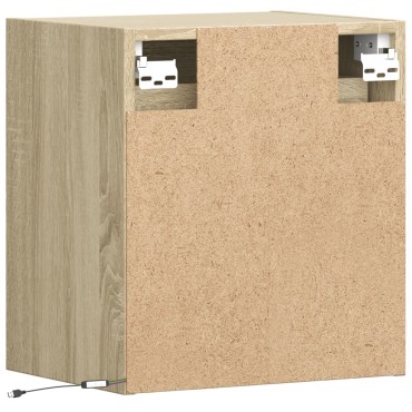 vidaXL Έπιπλα Τοίχου Τηλ. με LED 2 τεμ. Sonoma Δρυς 41x31x45cm