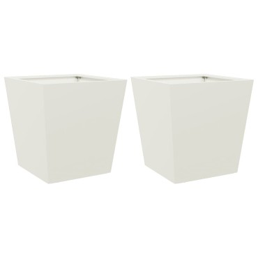 vidaXL Ζαρντινιέρες Κήπου 2 τεμ. Λευκό 40x40x40 εκ. από Ατσάλι