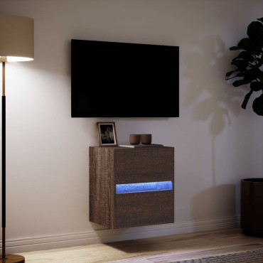 vidaXL Έπιπλο Τοίχου Τηλεόρασης με LED Καφέ Δρυς 41x31x45cm