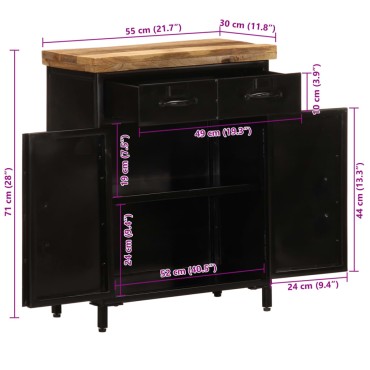 vidaXL Ντουλάπι 55x30x71cm από Μασίφ Ξύλο Μάνγκο 1 τεμ.