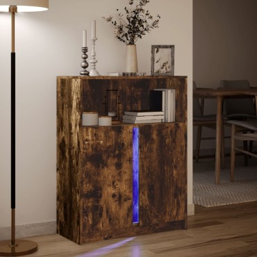 vidaXL Ντουλάπι με Φώτα LED Δρυς 77x34x100cm Επεξεργασμένο Ξύλο 1 τεμ.