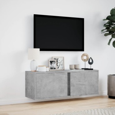 vidaXL Έπιπλο Τηλεόρασης με LED Γκρι Σκυροδέματος 100x31x35cm
