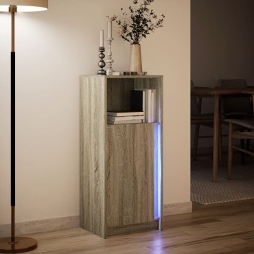 vidaXL Ντουλάπι με Φώτα LED Sonoma Δρυς 42,5x34x100cm Επεξ. Ξύλο 1 τεμ.