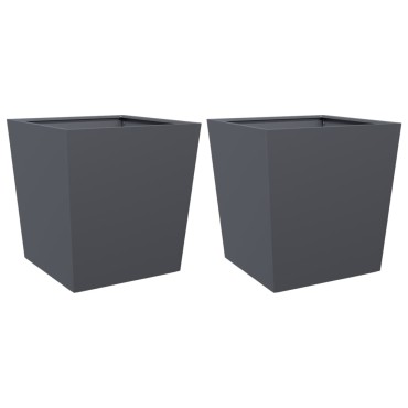 vidaXL Ζαρντινιέρες Κήπου 2 τεμ. Ανθρακί 50x50x50 εκ. από Ατσάλι
