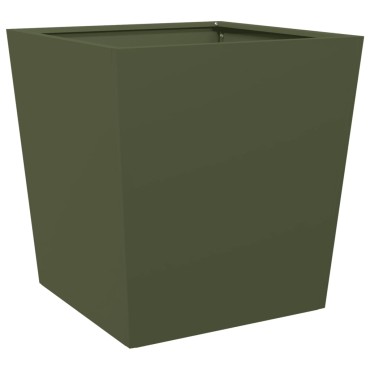 vidaXL Ζαρντινιέρες Κήπου 2 τεμ. Λαδί 50x50x50 εκ. από Ατσάλι