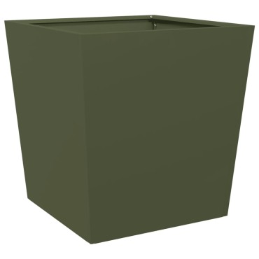 vidaXL Ζαρντινιέρες Κήπου 2 τεμ. Λαδί 50x50x50 εκ. από Ατσάλι