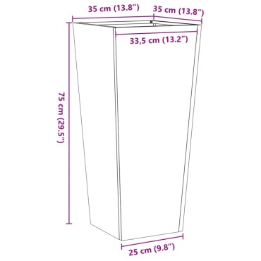 vidaXL Ζαρντινιέρα Κήπου 35x35x75 εκ Ατσάλι Σκληρυθέν στον Αέρα