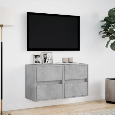vidaXL Έπιπλα Τηλεόρασης με LED 2 τεμ. Γκρι Σκυροδέματος 41x31x45cm