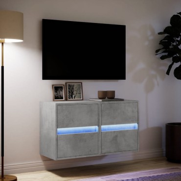 vidaXL Έπιπλα Τηλεόρασης με LED 2 τεμ. Γκρι Σκυροδέματος 41x31x45cm