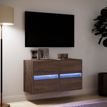 vidaXL Έπιπλα Τοίχου Τηλεόρασης LED 2 τεμ. Καφέ Δρυς 41x31x45cm