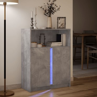 vidaXL Ντουλάπι με Φώτα LED Γκρι Σκυρ. 77x34x100cm Επεξεργασμένο Ξύλο 1 τεμ.
