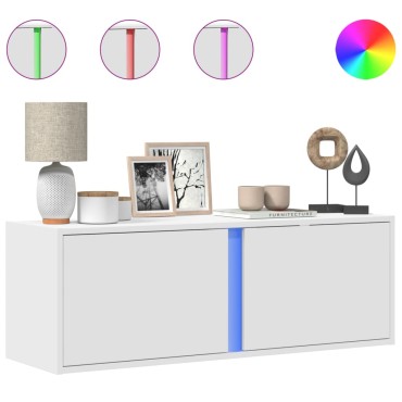 vidaXL Έπιπλο Τοίχου Τηλεόρασης με LED Λευκό 100x31x35cm