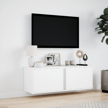vidaXL Έπιπλο Τοίχου Τηλεόρασης με LED Λευκό 100x31x35cm