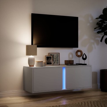 vidaXL Έπιπλο Τοίχου Τηλεόρασης με LED Λευκό 100x31x35cm