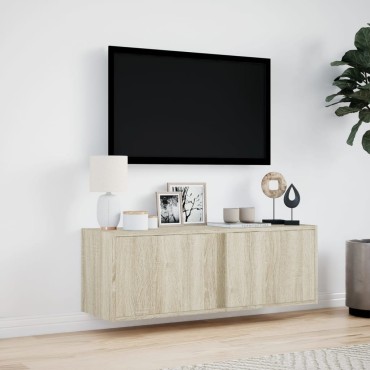 vidaXL Έπιπλο Τοίχου Τηλεόρασης με LED Sonoma Δρυς 100x31x35cm
