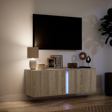 vidaXL Έπιπλο Τοίχου Τηλεόρασης με LED Sonoma Δρυς 100x31x35cm