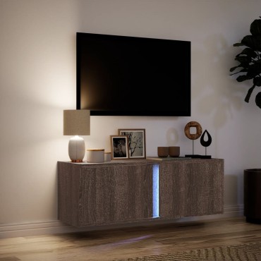 vidaXL Έπιπλο Τοίχου Τηλεόρασης με LED Καφέ Δρυς 100x31x35cm