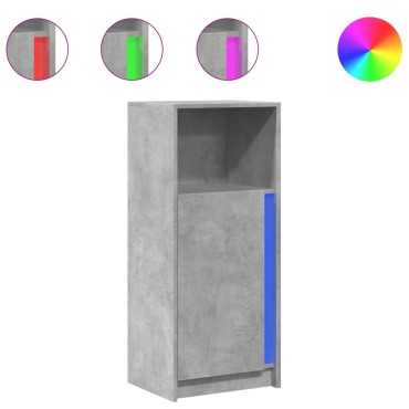vidaXL Ντουλάπι με Φώτα LED Γκρι Σκυρ. 42,5x34x100cm Επεξ. Ξύλο 1 τεμ.