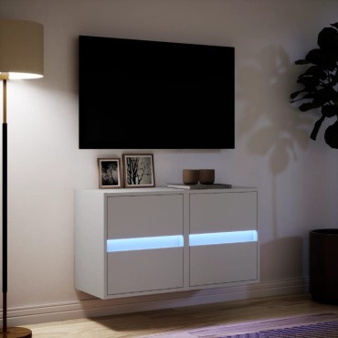 vidaXL Έπιπλα Τοίχου Τηλεόρασης με LED 2 τεμ. Λευκά 41x31x45cm