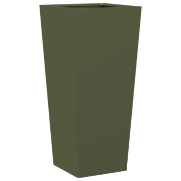 vidaXL Ζαρντινιέρες Κήπου 2 τεμ. Λαδί 35x35x75 εκ. από Ατσάλι