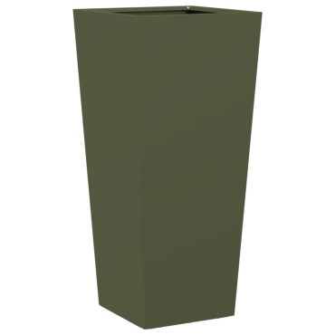 vidaXL Ζαρντινιέρες Κήπου 2 τεμ. Λαδί 35x35x75 εκ. από Ατσάλι