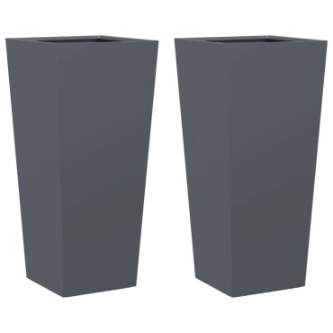 vidaXL Ζαρντινιέρες Κήπου 2 τεμ. Ανθρακί 35x35x75 εκ. από Ατσάλι