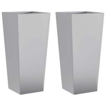 vidaXL Ζαρντινιέρες Κήπου 2 τεμ. 35x35x75 εκ. από Γαλβανισμένο Χάλυβα