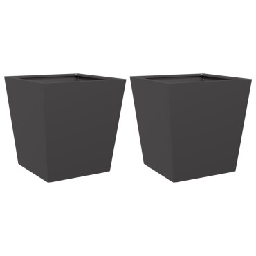 vidaXL Ζαρντινιέρες Κήπου 2 τεμ. Μαύρο 40x40x40 εκ. από Ατσάλι