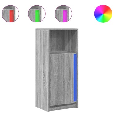 vidaXL Ντουλάπι με Φώτα LED Γκρι Sonoma 42,5x34x100cm Επεξ. Ξύλο 1 τεμ.