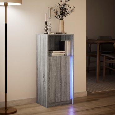 vidaXL Ντουλάπι με Φώτα LED Γκρι Sonoma 42,5x34x100cm Επεξ. Ξύλο 1 τεμ.