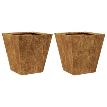 vidaXL Ζαρντινιέρες Κήπου 2 τεμ. 30x30x30cm Ατσάλι σκληρυθέν στον αέρα