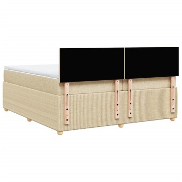 vidaXL Κρεβάτι Boxspring με Στρώμα Κρεμ 200x200cm Υφασμάτινο 1 τεμ. - Διπλό