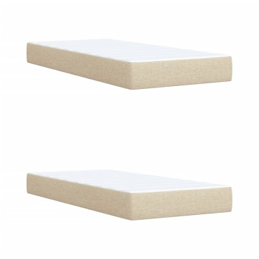 vidaXL Κρεβάτι Boxspring με Στρώμα Κρεμ 200x200cm Υφασμάτινο 1 τεμ. - Διπλό