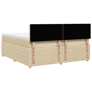 vidaXL Κρεβάτι Boxspring με Στρώμα Κρεμ 200x200cm Υφασμάτινο 1 τεμ. - Διπλό