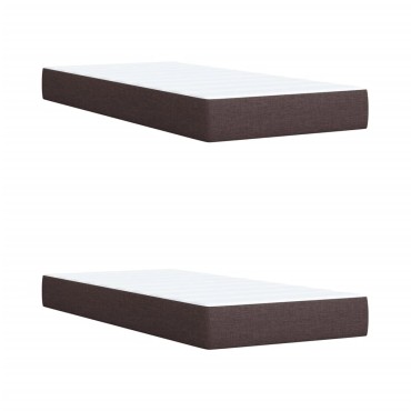 vidaXL Κρεβάτι Boxspring με Στρώμα Σκούρο Καφέ 200x200 εκ. Υφασμάτινο