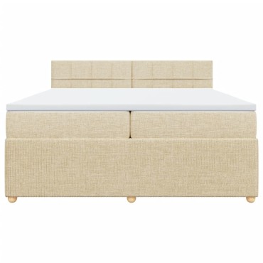 vidaXL Κρεβάτι Boxspring με Στρώμα Κρεμ 200x200cm Υφασμάτινο 1 τεμ. - Διπλό