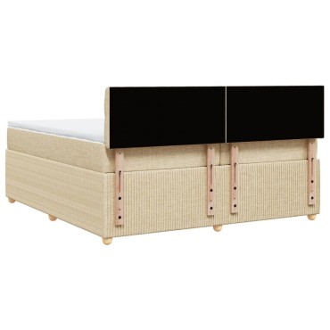 vidaXL Κρεβάτι Boxspring με Στρώμα Κρεμ 200x200cm Υφασμάτινο 1 τεμ. - Διπλό