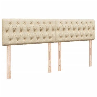 vidaXL Κρεβάτι Boxspring με Στρώμα Κρεμ 200x200cm Υφασμάτινο 1 τεμ. - Διπλό