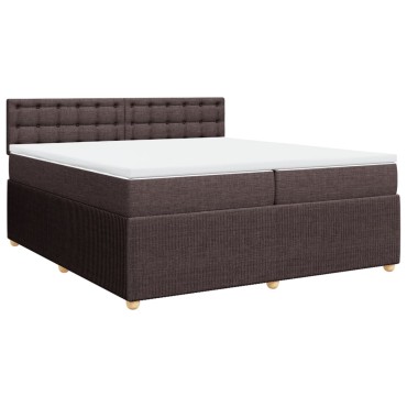 vidaXL Κρεβάτι Boxspring με Στρώμα Σκούρο Καφέ 200x200 εκ. Υφασμάτινο