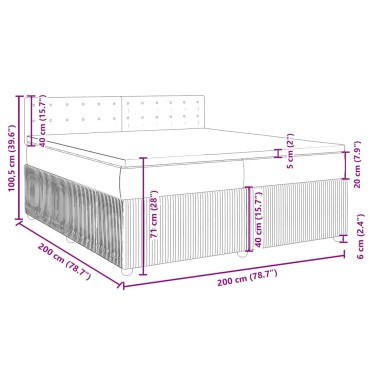 vidaXL Κρεβάτι Boxspring με Στρώμα Σκούρο Καφέ 200x200 εκ. Υφασμάτινο