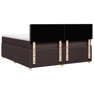 vidaXL Κρεβάτι Boxspring με Στρώμα Σκούρο Καφέ 200x200 εκ. Υφασμάτινο