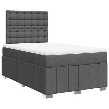 vidaXL Κρεβάτι Boxspring με Στρώμα Σκούρο Γκρι 120x200 εκ. Υφασμάτινο